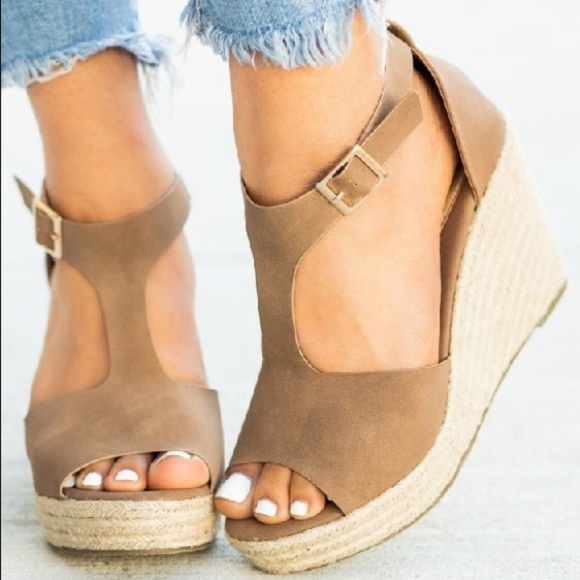 Shoes | Mocha Espadrille Wedges | Poshmark